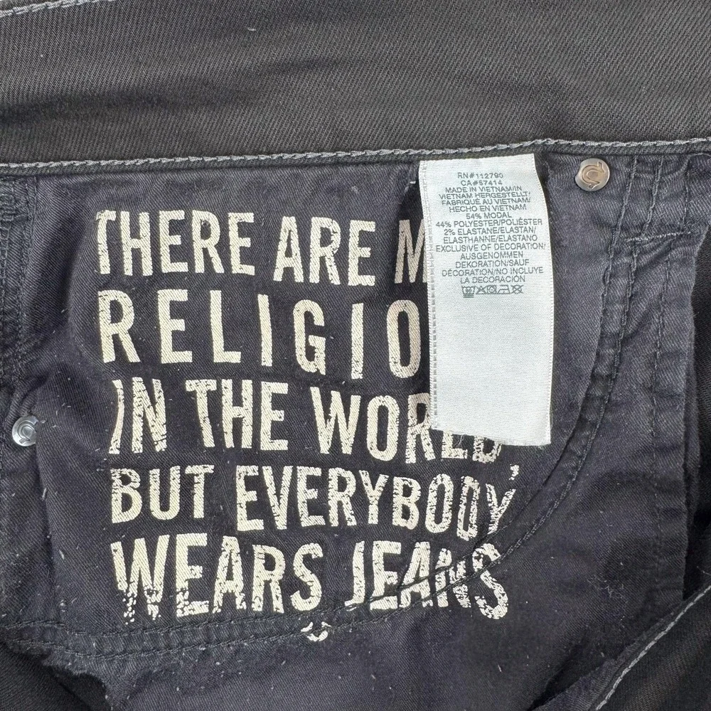 True Religion Jeans Mens 40 Black Wash Geno Slim Tapered Stretch Denim 44x33